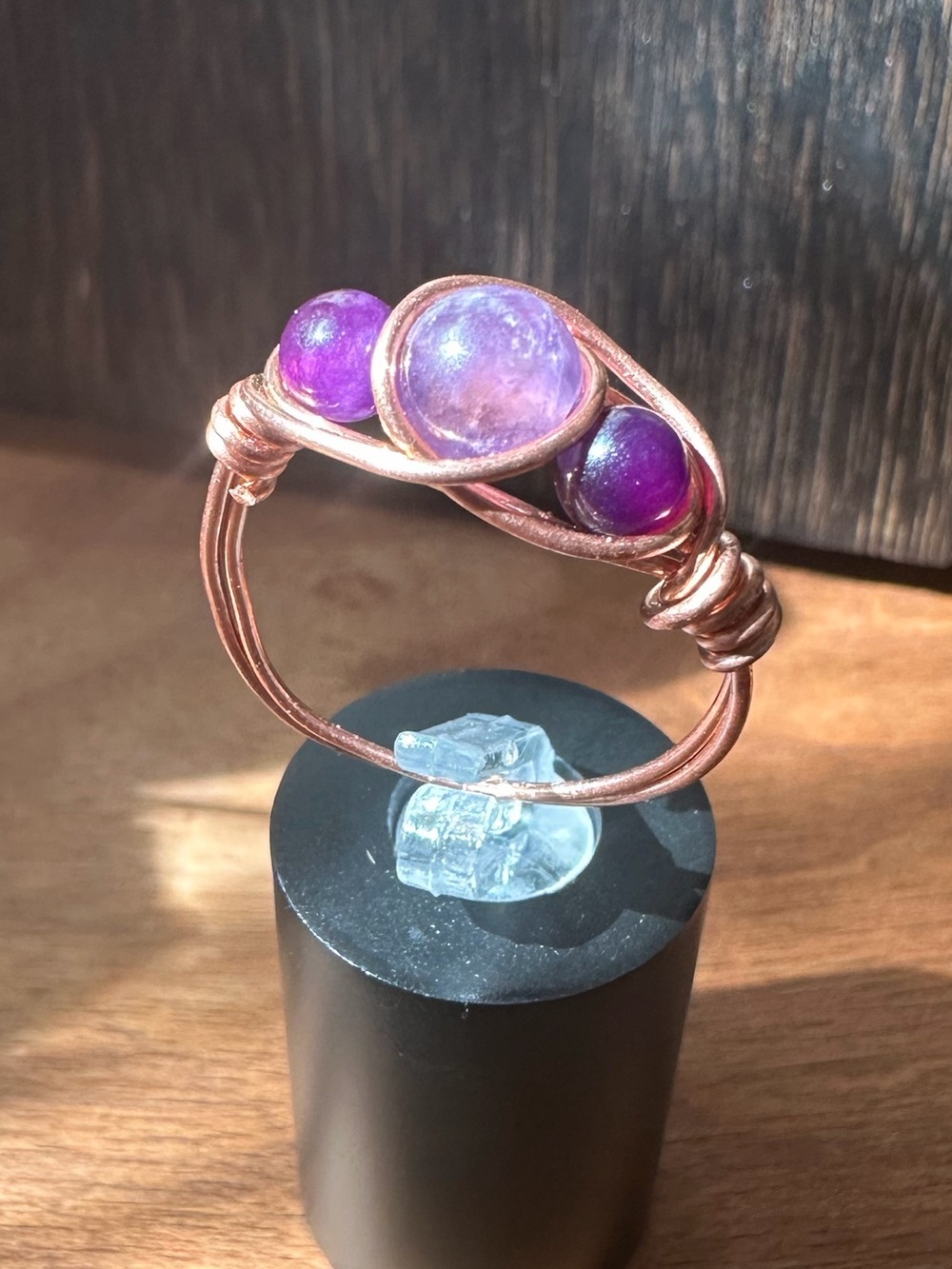 Handmade Copper Amethyst Ring | Custom Sizes | Wire Wrapped Artisan Ring